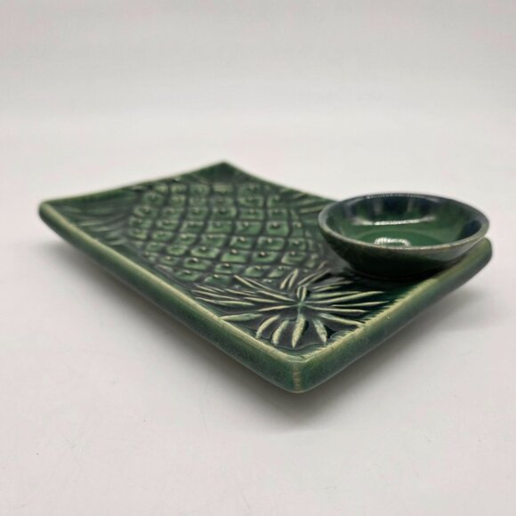 Hoening Maui Ceramic Fish Motif Sushi Platter & Soy Sauce Bowl Embossed Pineappl - Picture 4 of 6